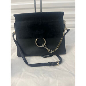 Authentic Chloe Large Faye Leather Shoulder purse- leather and suede